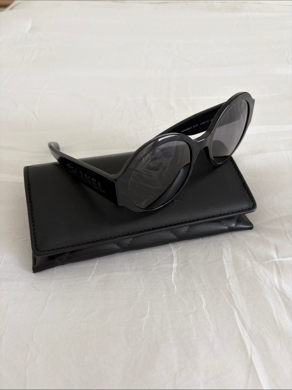 Chanel Black Oval Acetate Sunglasses